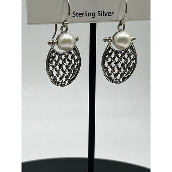 Noa Zuman Israel Designer Sterling Silver White Freshwater Pearl Earrings New‎ - Picture 3 of 9